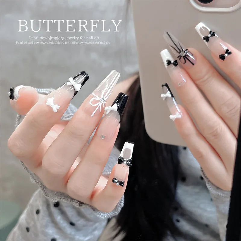 Mini Imitation Pearl Bow Nail Art Accessories Multi Colors Sweet and Cute Bow Decorative Nail Charms Supplies DIY Manicure Tools