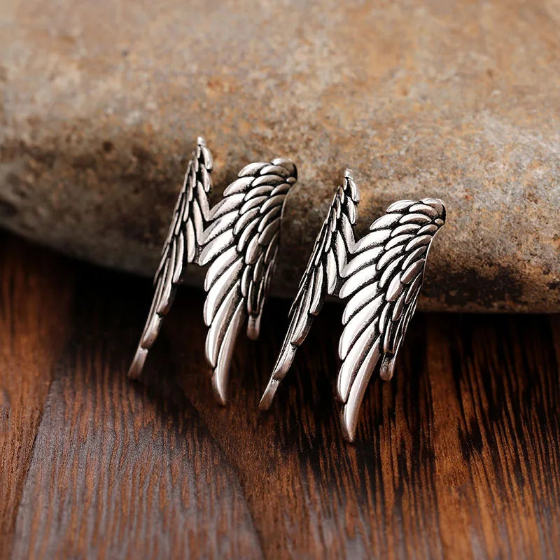 Huitan Personality Wing Clip Earrings for Women Non-piercing Ear Cuffs Hip Hop Lady Accessories Unique Gift Statement Jewelry