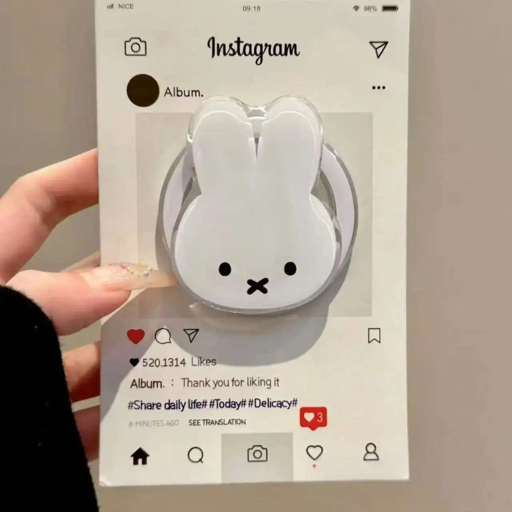 Anime Kawaii Miffy Rabbit Magnetic Phone Stand Cartoon Telescopic Portable Stand Magnetic Mobile Phone Airbag Stand Girl Gifts
