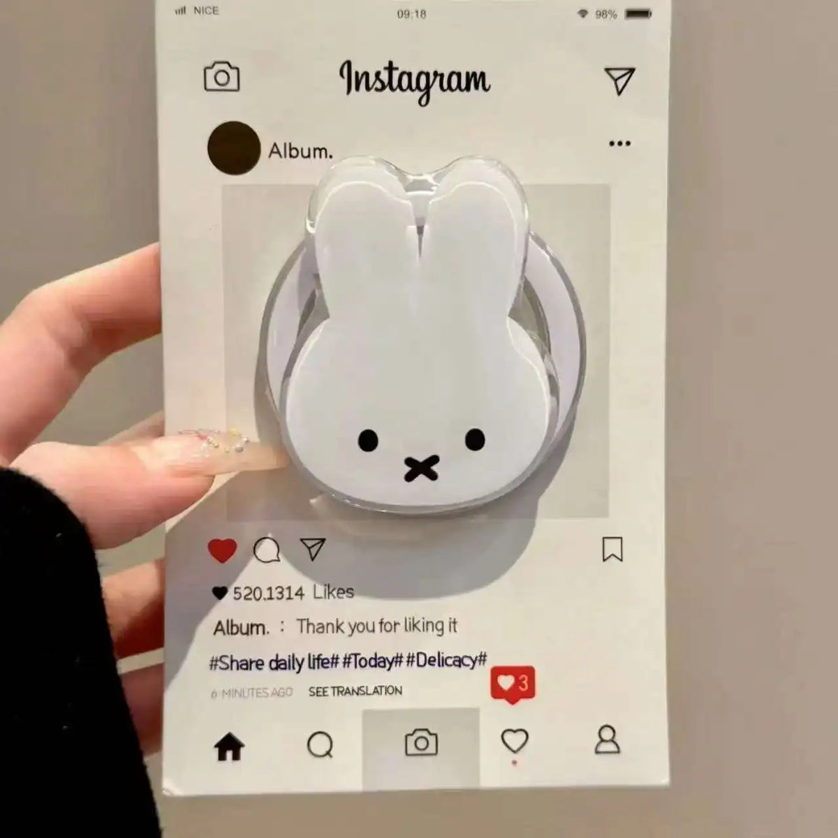 Anime Kawaii Miffy Rabbit Magnetic Phone Stand Cartoon Telescopic Portable Stand Magnetic Mobile Phone Airbag Stand Girl Gifts