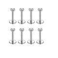 10Pcs/Lot 16G Stainless Steel Earrings Labret Lip Studs Set 2/3/4/5MM CZ Crystal Ear Cartilage Tragus Piercings Piercing Jewelry