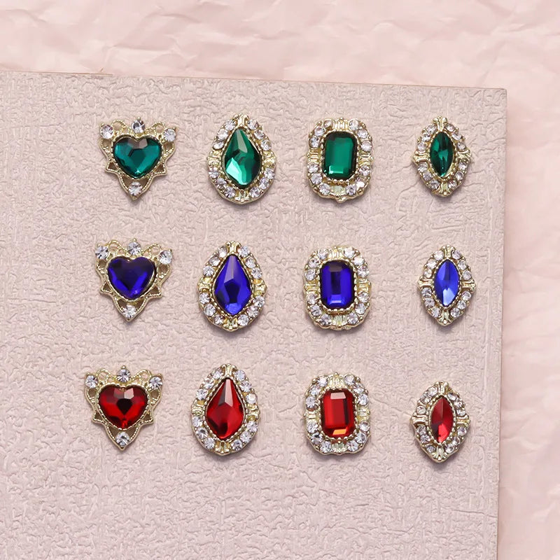 10PCS 3D Luxury Alloy Full Rhinestone Nail Art Charms Jewelry Parts Accessories Diamond Gem Stone For Nails Decoration Supplies