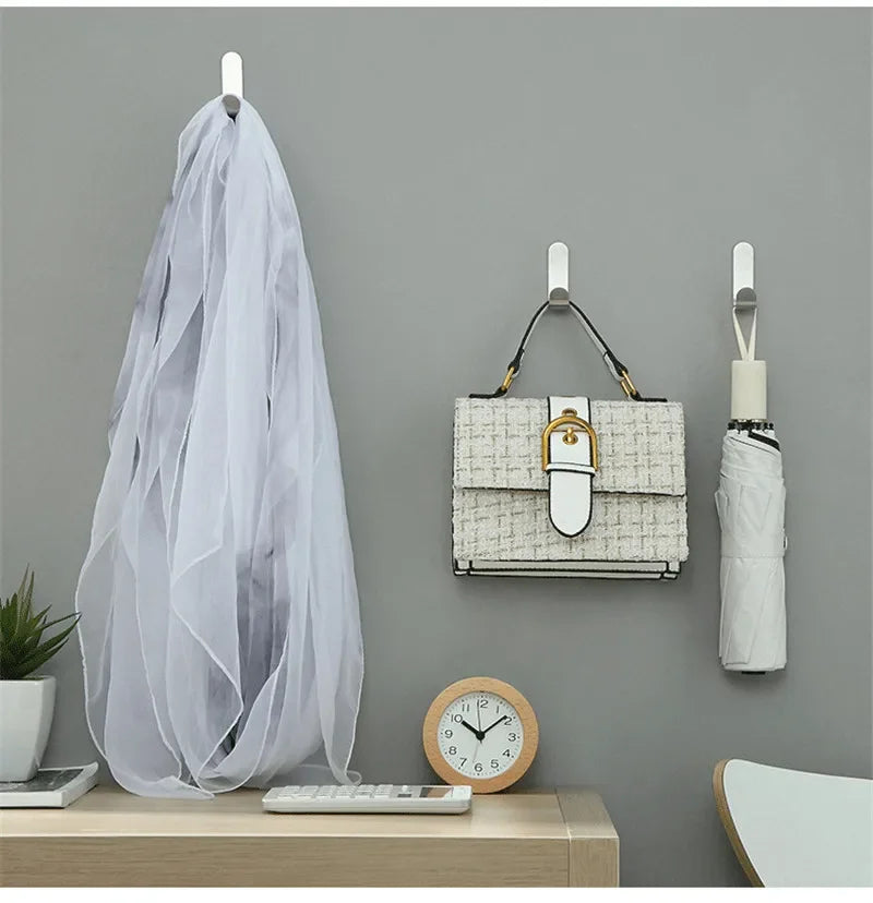 4/6/8PCS Strong Stainless Steel Self-Adhesive Wall Hooks Waterproof Sticky Hooks Bathroom Hang Towel Keys Coat Bags Kitchen Hook