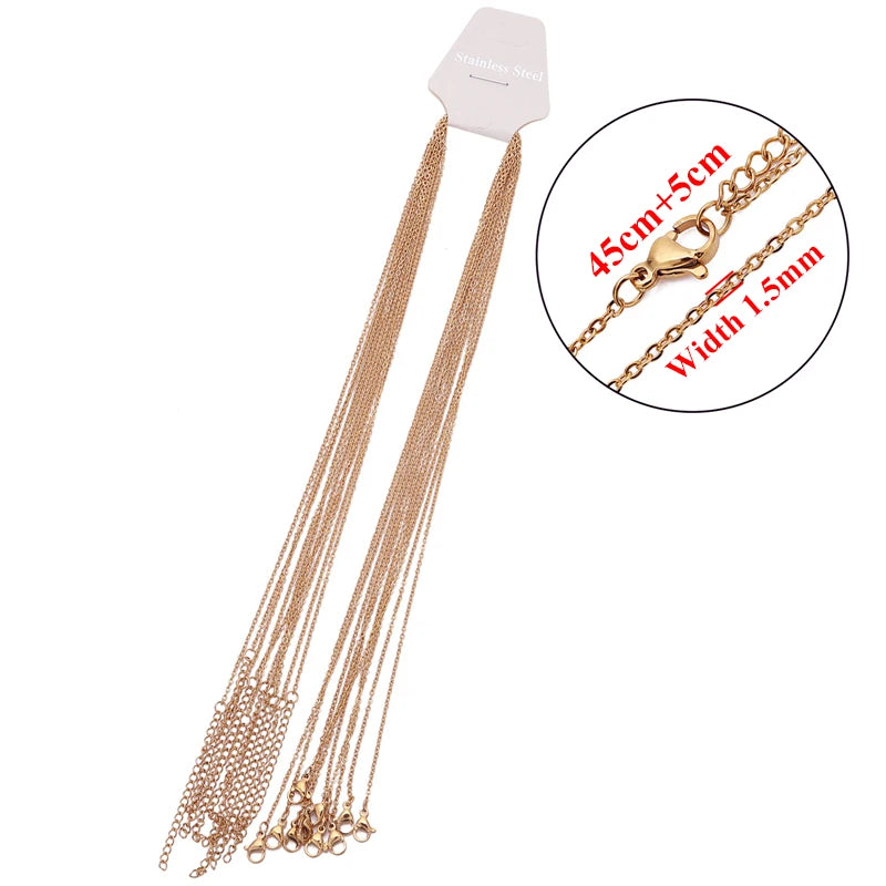 10pcs Stainless Steel Gold Color Cable Link Chains for DIY Women Necklace Jewelry Making Supplies Wholesale Chain In Bulk