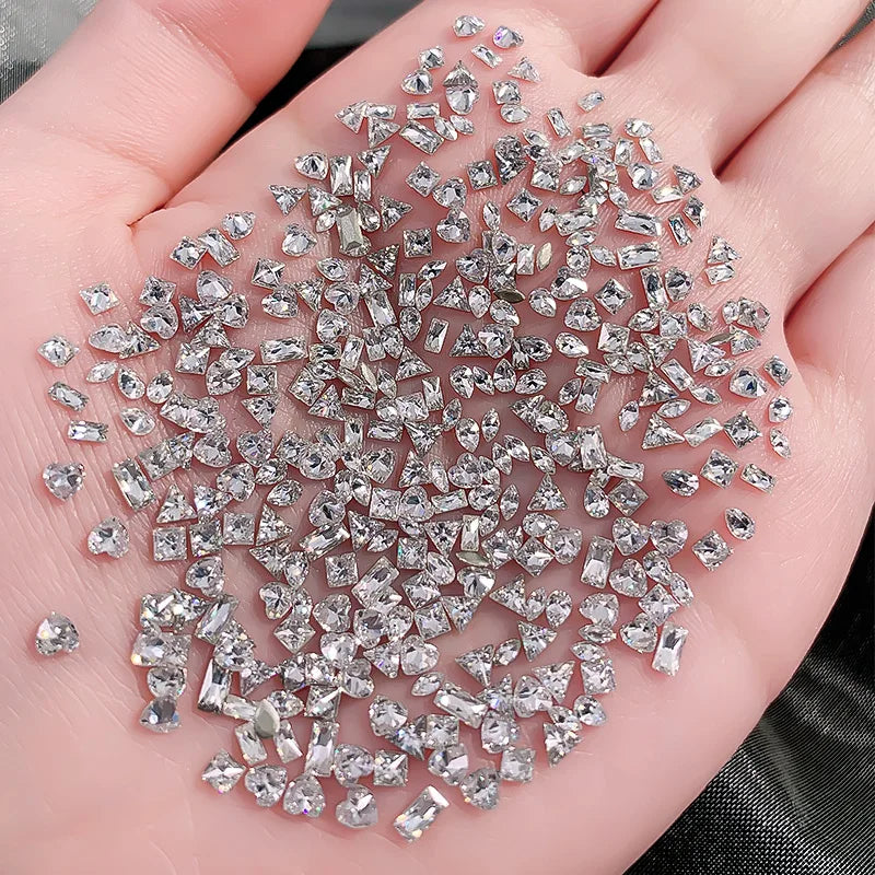 50-100Pcs Sparkle White Horse Eye Zircon Nail Rhinestones Flat Bottom Water Drop Shape Nail Art Gems Manicure Gel Polish Decor