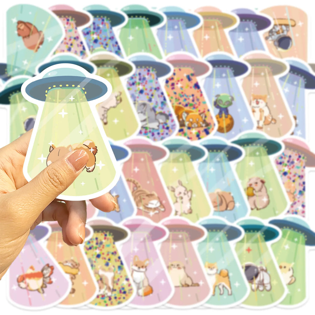 50PCS UFO Kidnapped Friend Stickers Graffiti Stickers DIY Diary Phone Case Handmade Scrapbook Aesthetic Stickers