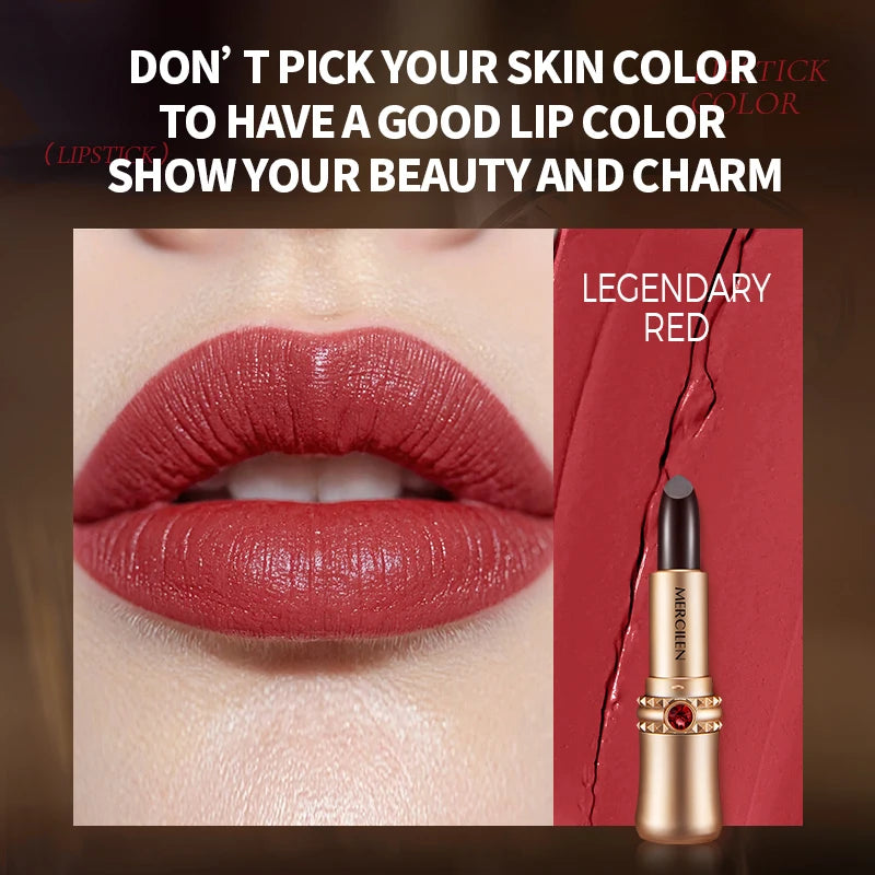 Mercilen 5-Color Obsidian Secret Realm Long-Lasting Color Fixing Essence Lipstick, Moisturizing Lip Balm, Long-Lasting, Waterproof, Smooth, Non-Sticky, No Residue, Suitable for All Skin Tones, Suitable for Casual Wear, Specia