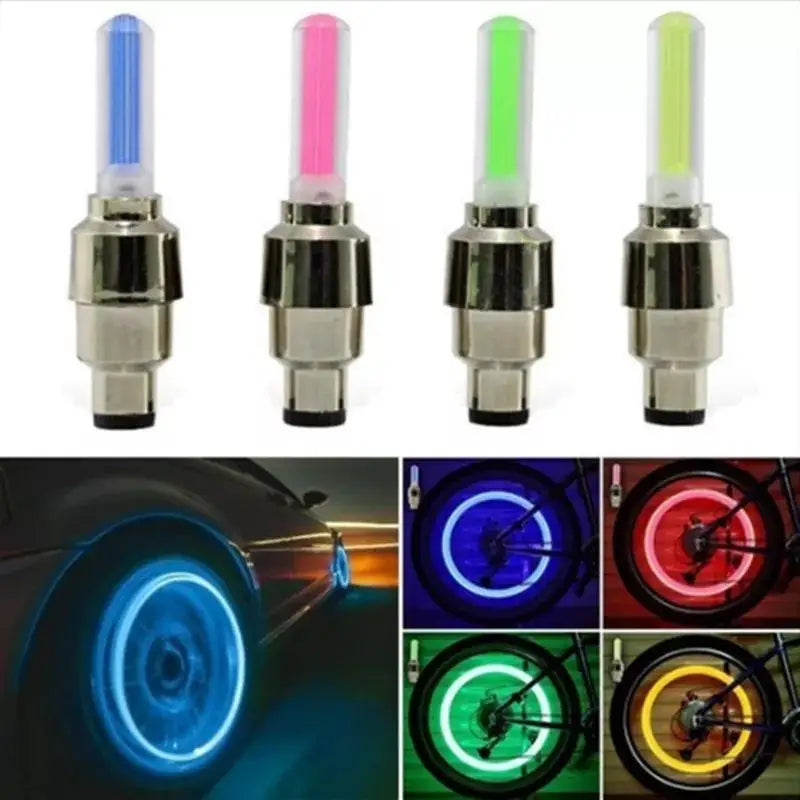 1Pair LED Bicycle Valve Light Neon Bicycle Spoke Light, Bicycle Tire Valve Light, Night Riding Warning Light Bicycle Accessories