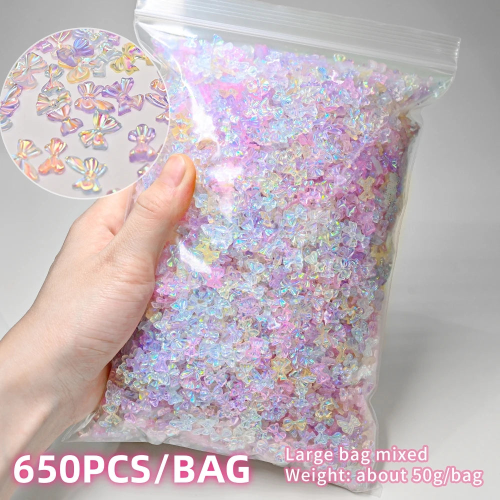 500-600pcs Bow Flower Nail Art Resin Decorations Mix Shapes Nail Charms Press on Manicure Supplies Jewelry Kawaii Accessories *&
