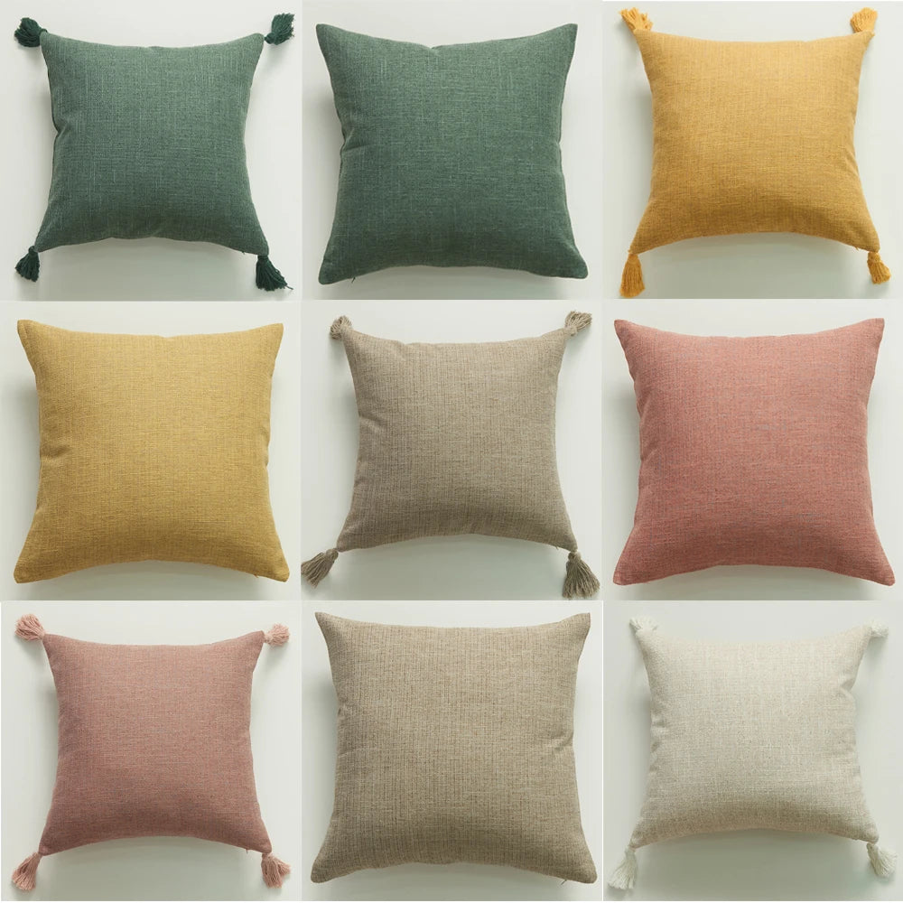 Cushion Cover Decorative Yellow Linen Sofa Throw Pillow Cover Home Pillow Cover for Living Room Car Super Soft Pillowcase