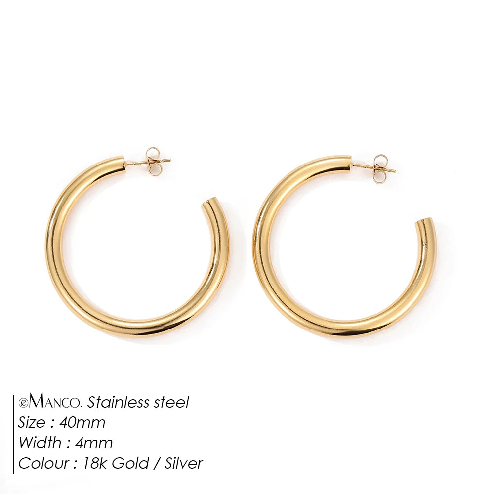 EMANCO Fashion Gold Size Circle Earrings Women's Jewelry Accessories Classic Stainless Steel Earrings Wholesale