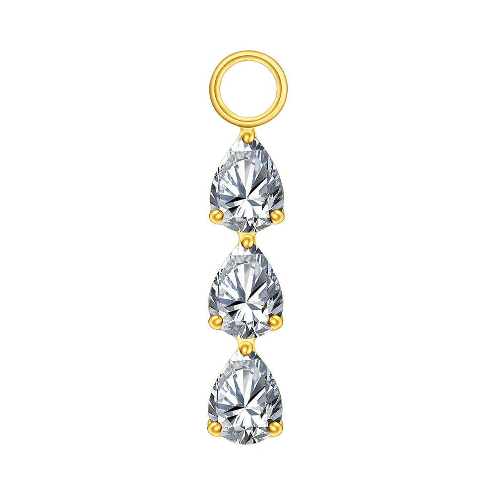 Right Grand ASTM F136 Titanium Pear Drop Charm for Huggie Hoop Earring Dangle Teardrop CZ Pendant for Helix Earlobe Piercing