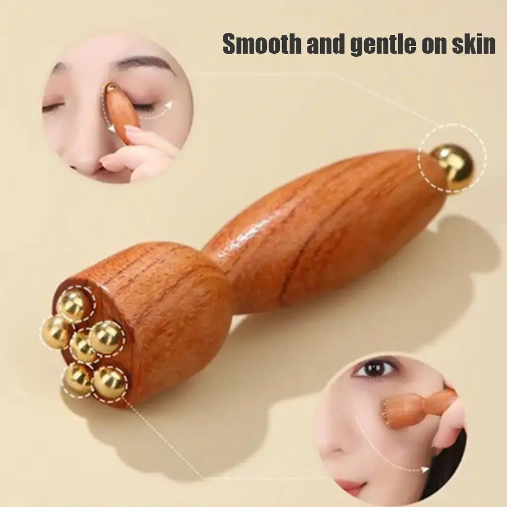 NEW Lotus Seedpod Brass & Rosewood Facial Gua Sha Tool Eye Relaxation Spot Meridians Acupoint Massage Handheld Eye Skin Care