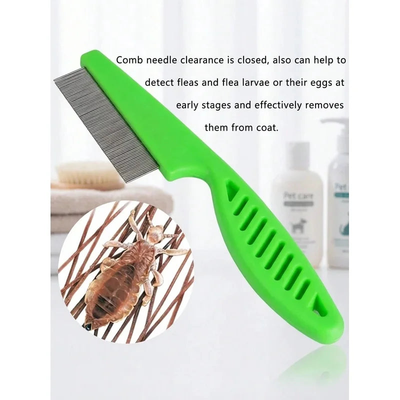 Pet Tear Stain & Flea Comb Fine Tooth Stainless Steel Grooming Comb For Dogs Cats Eye Face Hair Debris Removal