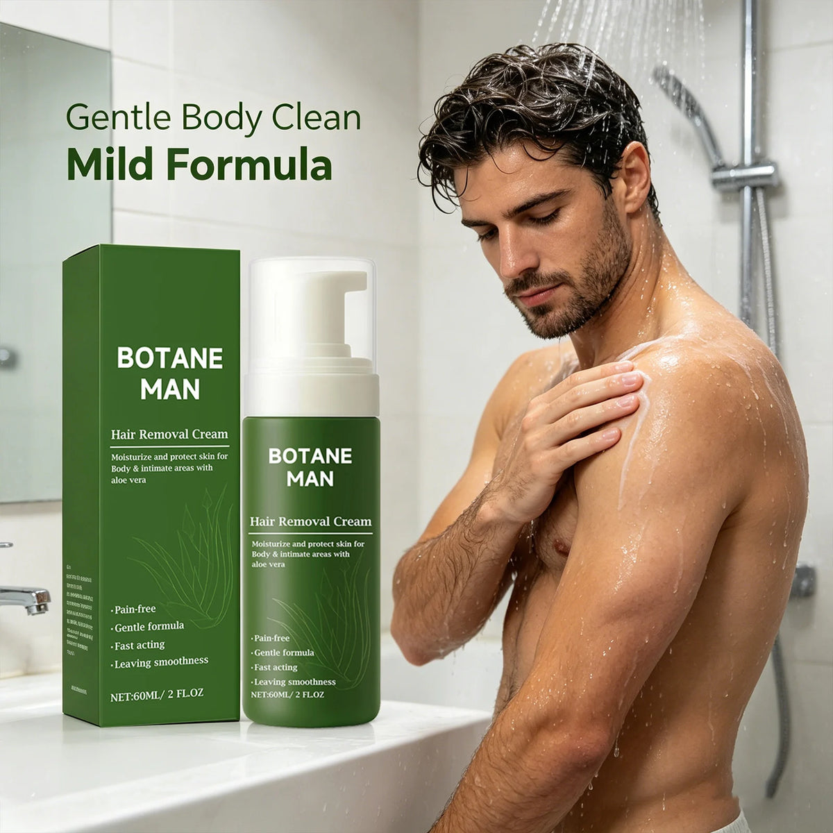 Man Hair Removal Cream Moisturizing Removing Hair & Smoothing Skin Pain-Free Long-Lasting Protection Gentle Hair Removal Mousse