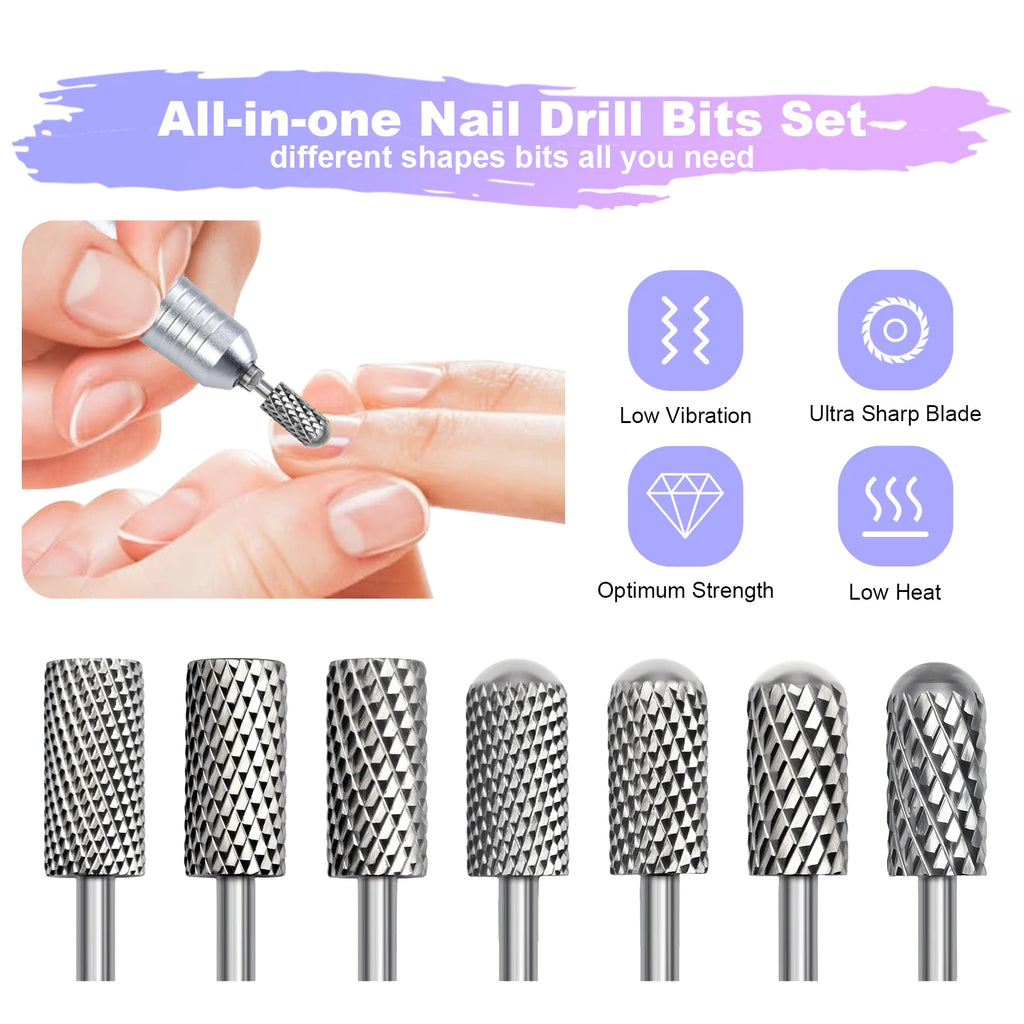 Small Barrel Tungsten Steel Carbide Nail Drill Bits Grinding Head Milling Cutter Machine Sander DIY Nails Tools 5.35mm Head