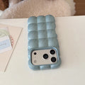 Cartoon Lattice 3D Block Plating Case for iPhone 17 16 15 Pro Max 14 12 13 11 Glossy Candy Solid Color Shockproof Soft TPU Cover