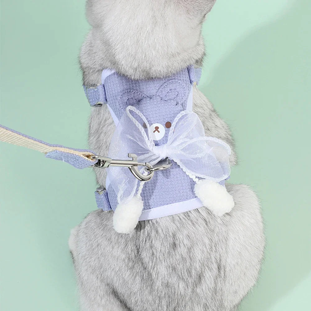 Cute Bow Pet Harness Undershirt Style Pet Leash Adjustable Leash Pets Harness for Small Dog Cat Supplies For Outdoor