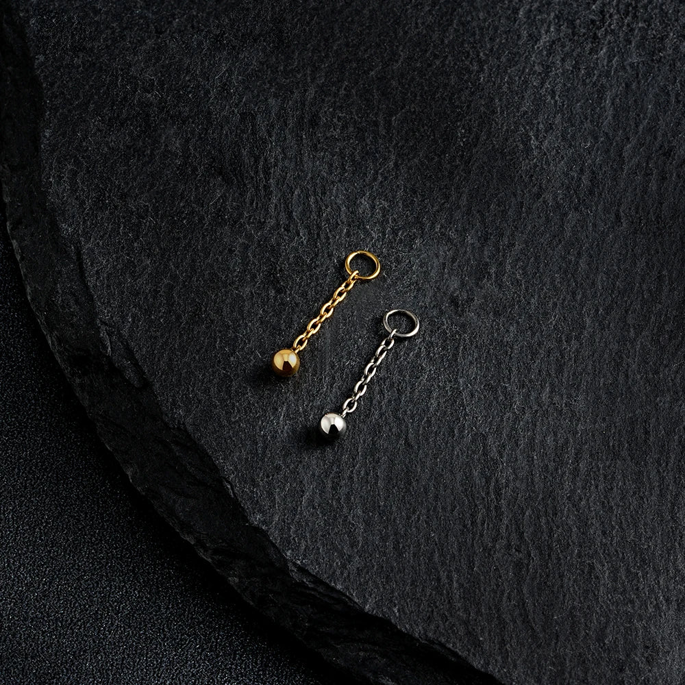 Right Grand ASTM F136 Titanium Tiny Ball Dangle Chain Charm for Helix Earlobe Hoop Cartilage Tragus Piercing Jewelry