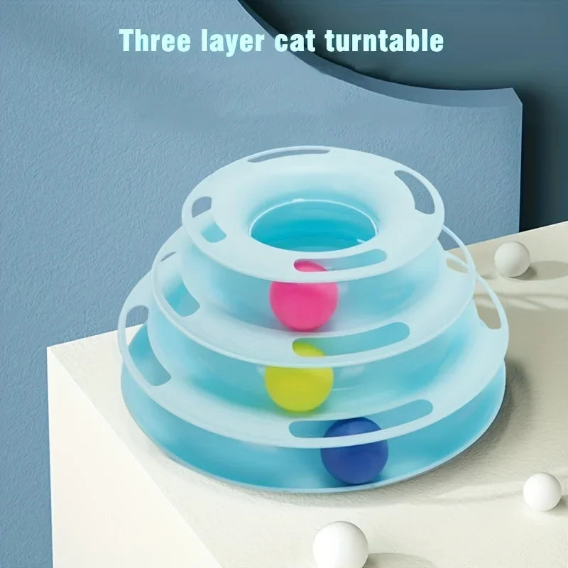 Cat Spinner, Cat Toys, Pet Supplies, Pet Toys, Cat-Entertaining Spinner, Three-Tier Cat Spinner Toy with Colorful Balls