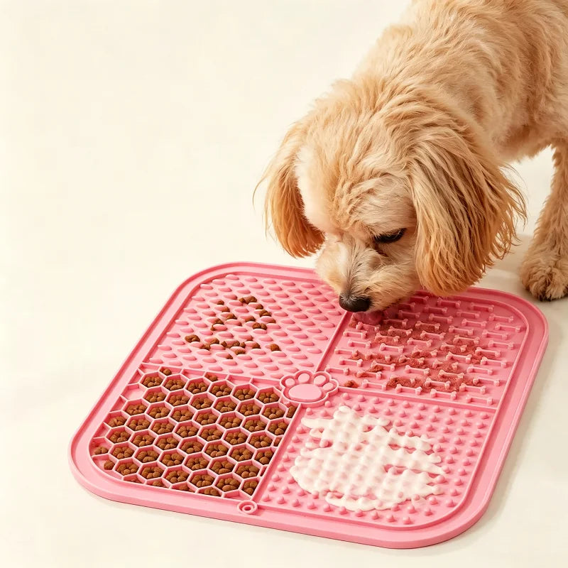 Food Grade Silicone Pet Slow Feeder Licking Mat with Strong Suction Cup AntiGulping Feeding Pad for Dog Cat Treat Anxiety Relief