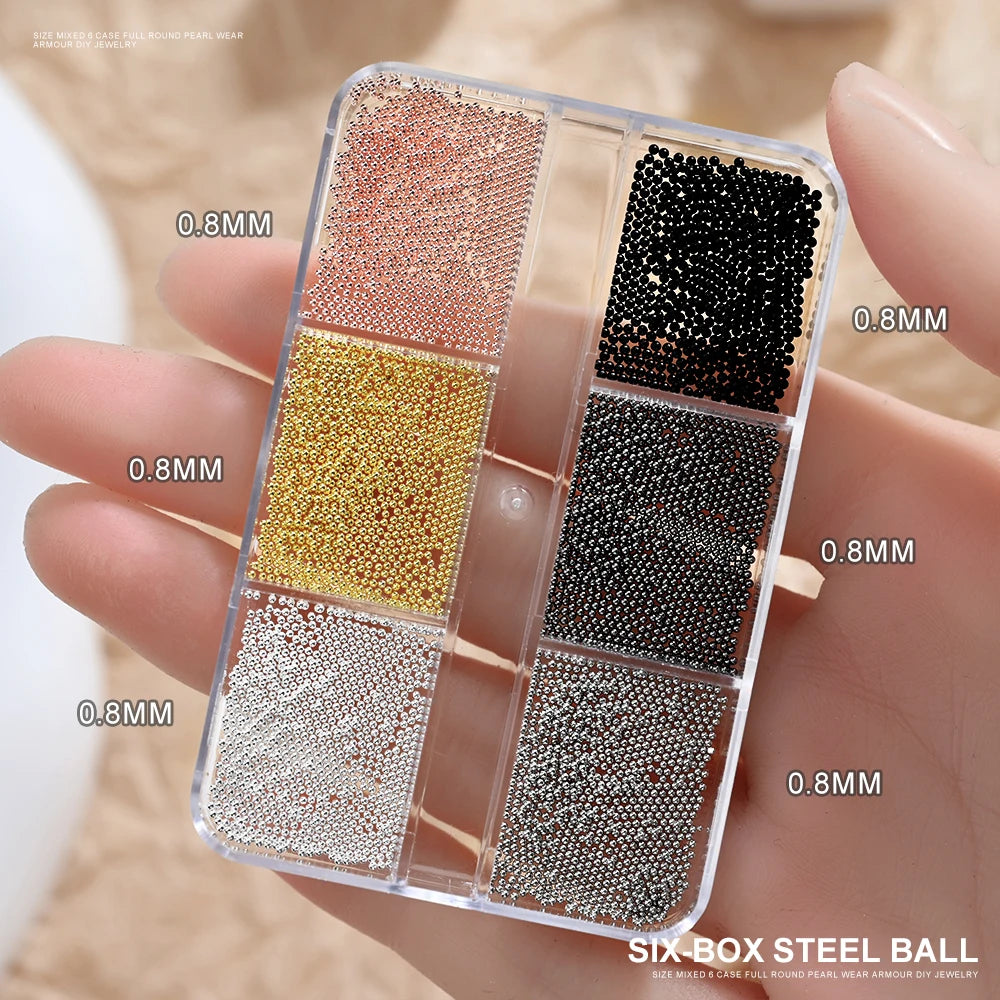 6Grids Halloween Punk Rivets Nail Art Charms Gold/Silver/Black Cone Spike Studs Nails Decorations DIY Cool Manicure Accessories