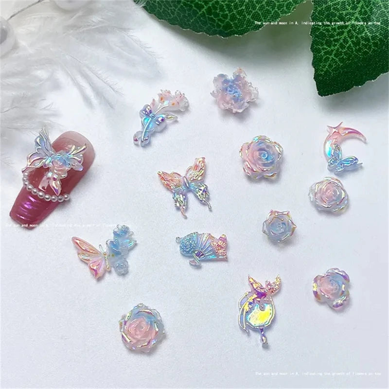 50pcs Purple Mixed 3D Moon Cloud Star Nail Charms Bulk Kawaii Lumionus Mini Ice Cloud Nail Art Decorat Accessories DIY Supplies