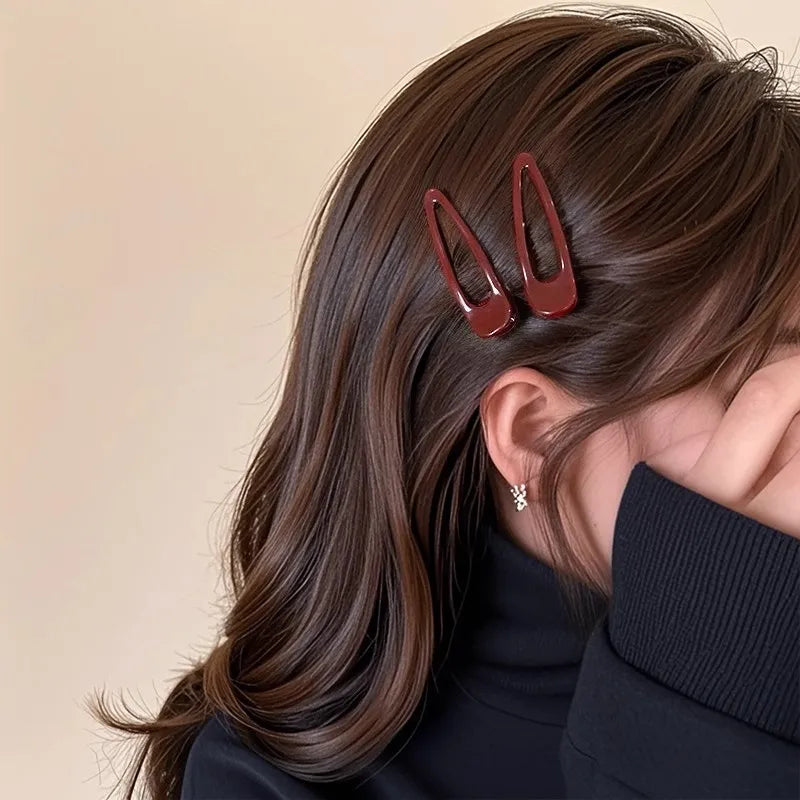 2Pcs Burgundy Hair Clips BB Clip Non-Slip Durable Rectangular Hair Claw Clips Elegant & Minimalist Hair Accessories for Braids