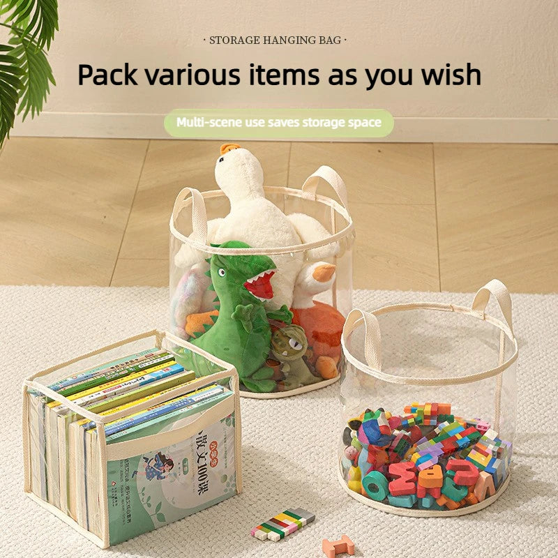 Large Size Transparent Children's Toy Storage Basket Multifunctional Household Toy Storage Bag with High Capacity