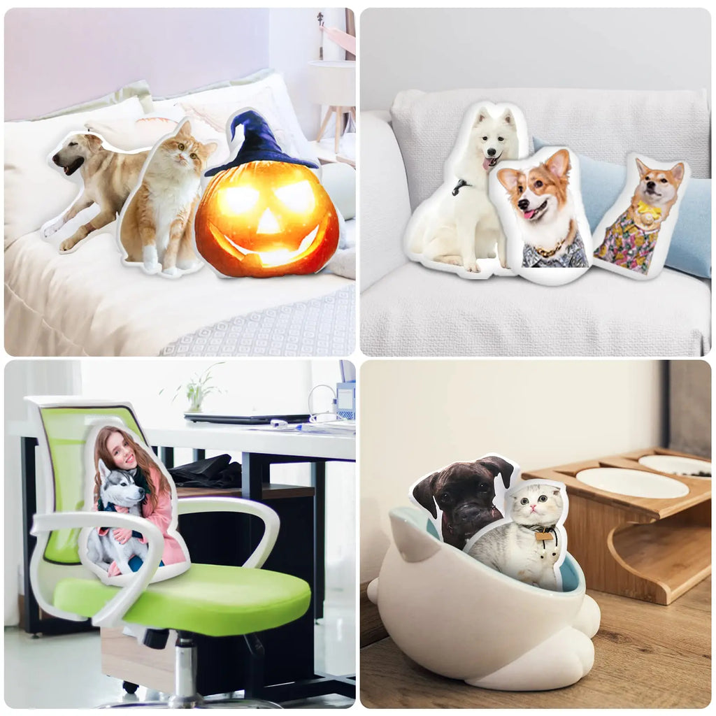 Custom Pet Photo Pillow, Personalized Pillow Shaped Like Your Dog Cat Face, Customized Stuffed Animal Picture Pillows