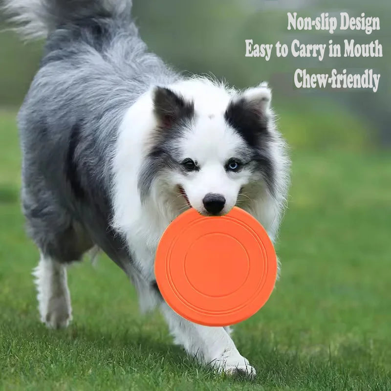 Interactive Pet Flying Disc Soft Rubber Flying Saucer Throwing Toy for Dogs Outdoor Exercise Play Fetch Training Dog Supplies