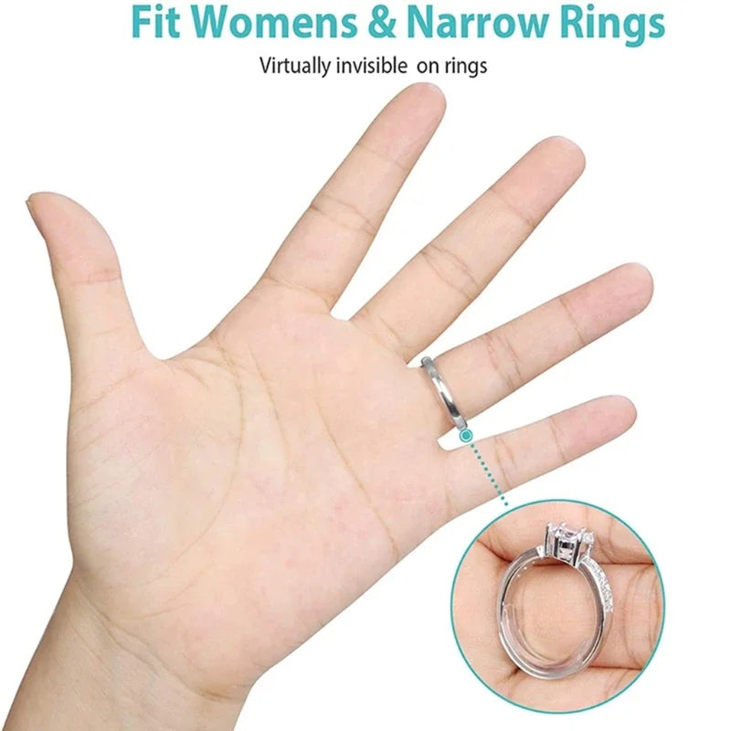 8 Sizes Silicone Invisible Clear Ring Sizer Anti-Loss Proof Invisible Ring Holder Retainer Shrinker for Large Rings