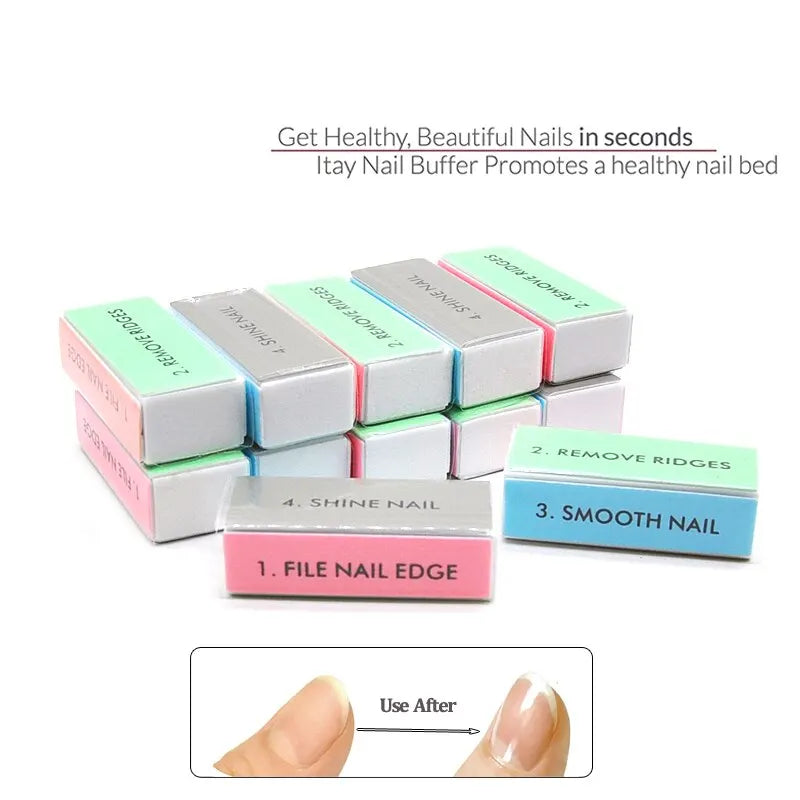 10 / 20pcs Nail Buffers Colorful 4 Way Different Grit Professional Nails File Polishing Block Sanding Manicure Art Sponge Tools