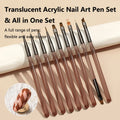 9Pcs UV Gel Acrylic Nail Brush Set, Nail Tips Extension Nail Brushes 3D Carving Manicure Salon Tools