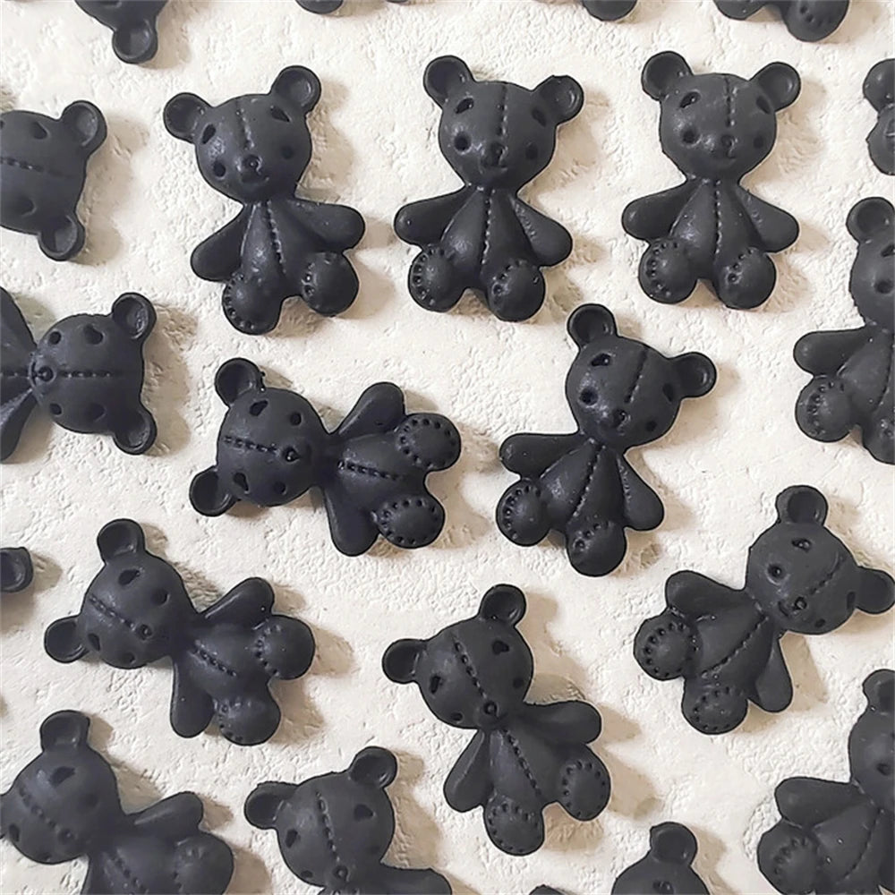 10pcs Pink Bear Nail Art Charms 3D Cute Cartoon 9 Colors Resin Bear Nail Jewelry Ornament DIY Kawaii Manicure Nail Accessories