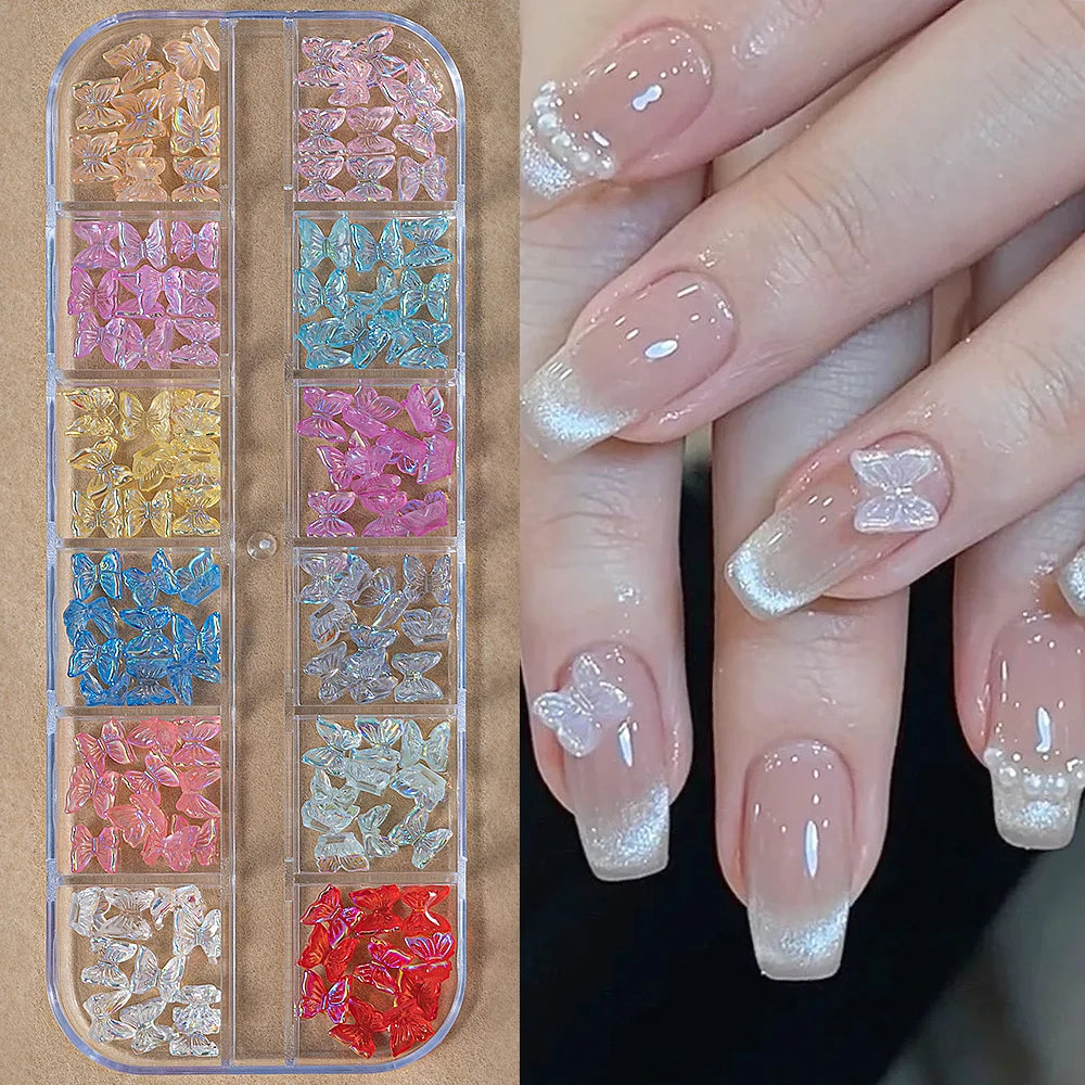 12Grids Ocean Gold Nail Art Charms Shell/Seahorse/Starfish White Half Round Pearl Gems 3D Mixed Punk Manicure Metal Rivets Studs