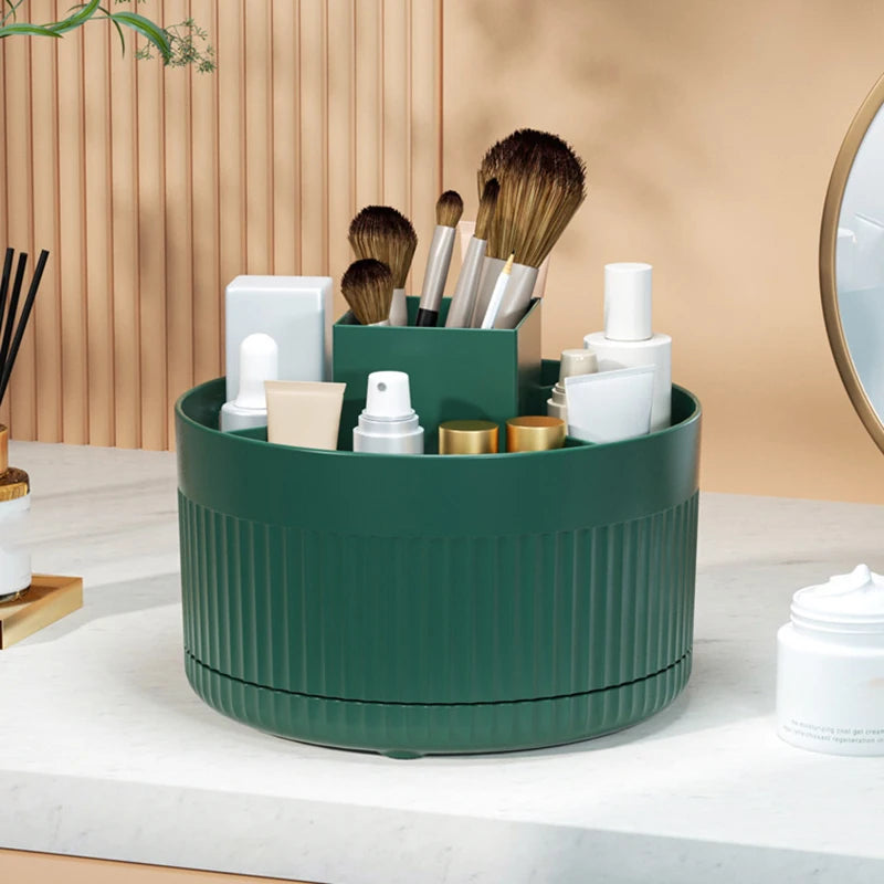 1 makeup brush holder storage box, 360° rotating makeup brush storage box, 5-slot makeup brush cup, suitable for cosmetics, pen