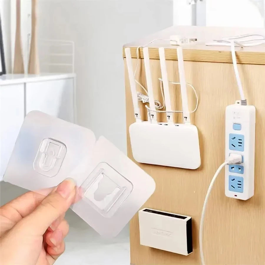 60-10pcs Double-Sided Self Adhesive Wall Hooks Strong Sticky Transparent Traceless Kitchen Bedroom Wall Hook Storage Holders