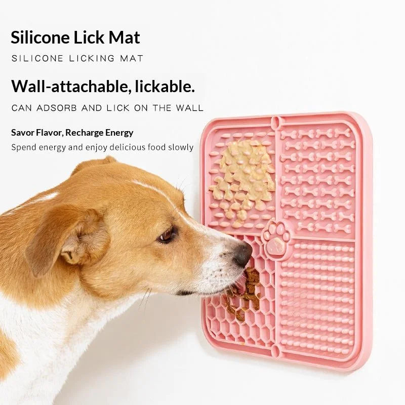 Food Grade Silicone Pet Slow Feeder Licking Mat with Strong Suction Cup AntiGulping Feeding Pad for Dog Cat Treat Anxiety Relief