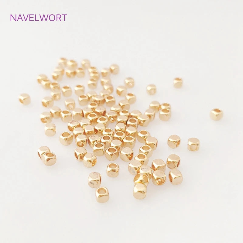 2/3/4mm Hollow Cube Beads 18k Gold Plated Brass Spacer Beads,Separators For Beads,DIY Jewelry Making Supplies Wholesalele