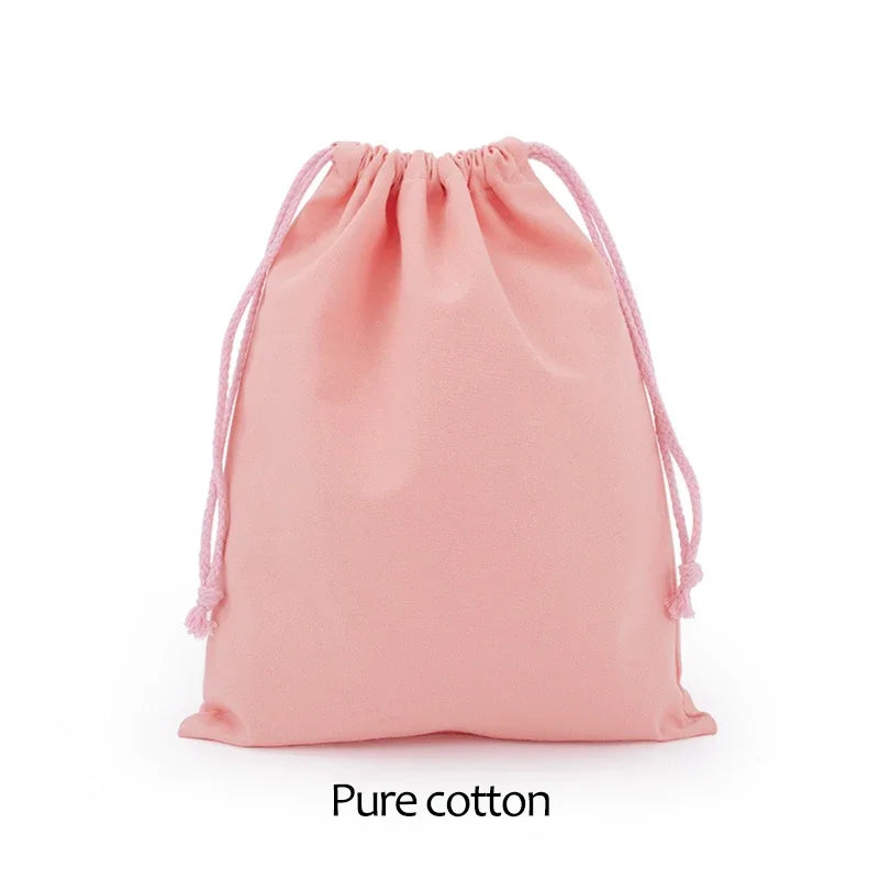 Cotton Cloth Gift Packaging Bag Drawstring Storage Bags White Canvas Bags for Candy Reusable Pouch Home Sundries Organize Sacks