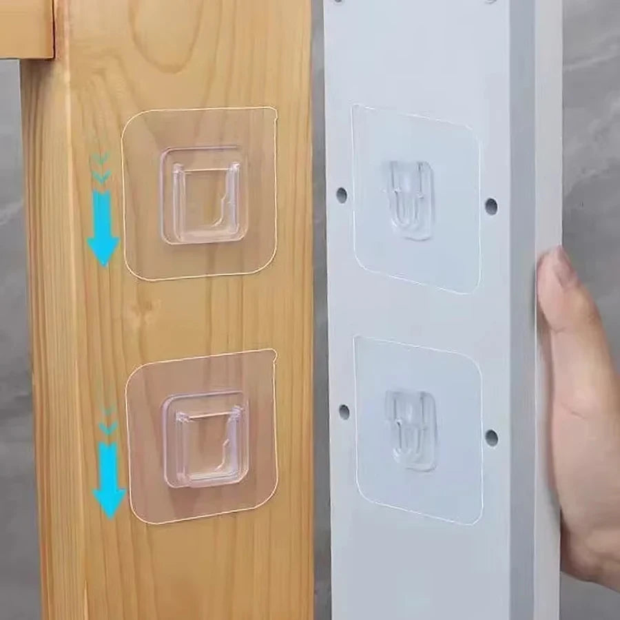 60-10pcs Double-Sided Self Adhesive Wall Hooks Strong Sticky Transparent Traceless Kitchen Bedroom Wall Hook Storage Holders