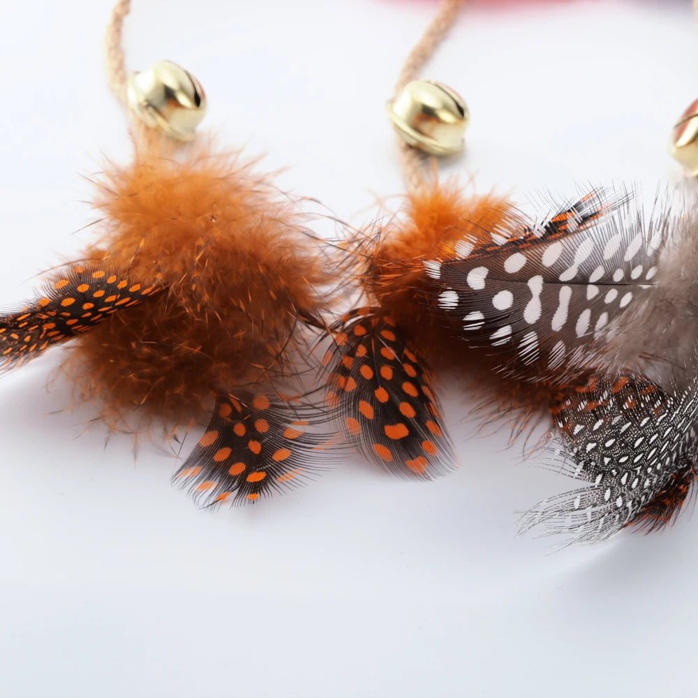 Cartoon Animal Cat Toy Feather Bell With Catnip Rope Pet Kitten Supplies Chew Toy