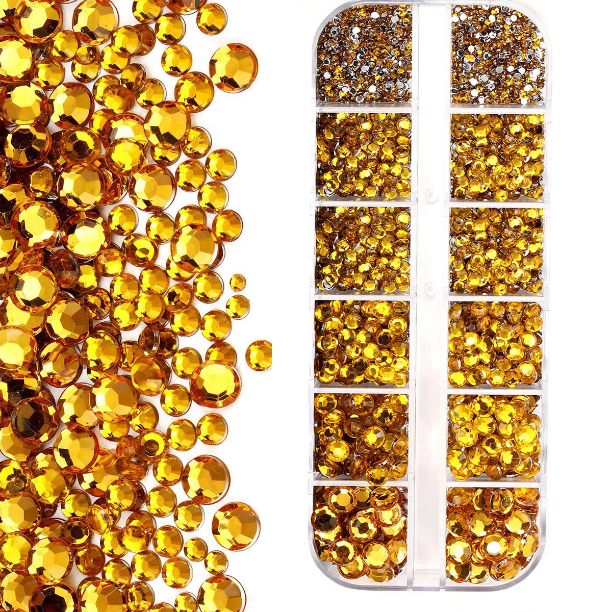 12Grids Colorful Mixed Glitter Nail Rhinestones Sparkly 2mm Mini Acrylic Flatback Diamonds Pink/Clear/Green Gems Manicure Parts