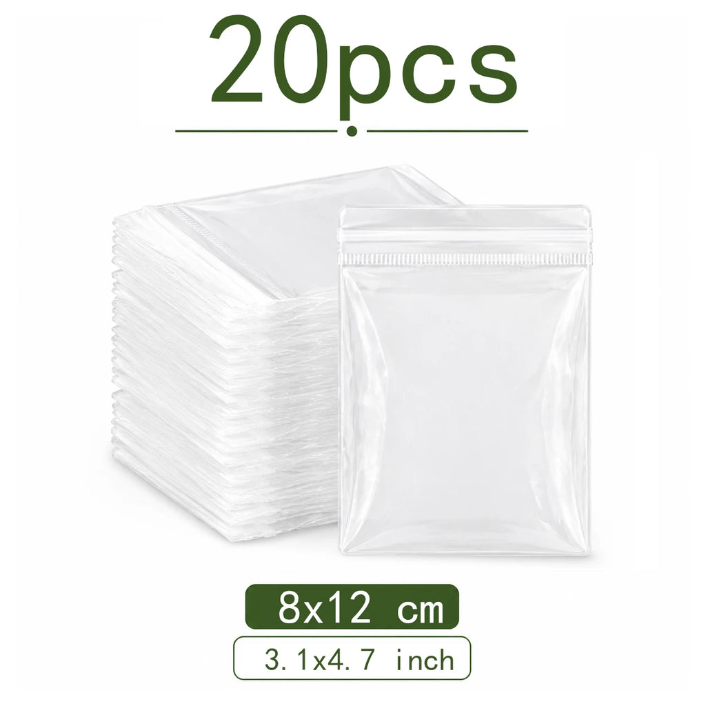 100\20PCS Clear Resealable Plastic Bags Mini Zip Seal Jewelry Pouches for Rings Earrings Necklaces Beads Coins DIY Craft Storage