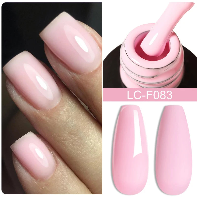 LILYCUTE Milky White Gold Sequins Quick Extension Rubber Base Gel Nail Polish Glitter Extend Construct Hard Gel Nail Art Varnish