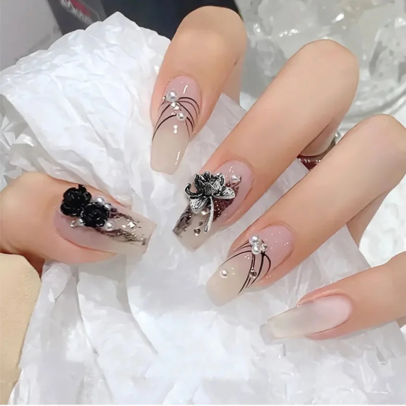 10Pcs Vintage Cross Nail Art Charms 3D Alloy Baroque Angel Heart Nail Art Decoration DIY Designer Luxury Manicure Accessories