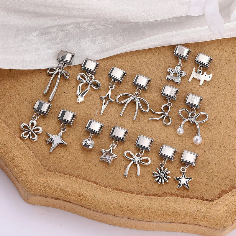 New Vintage Daisy Star Cat Sun Zircon Pendant Italian Charm Link Stainless Steel Fit 9mm Bracelet Women Men DIY Making Jewelry