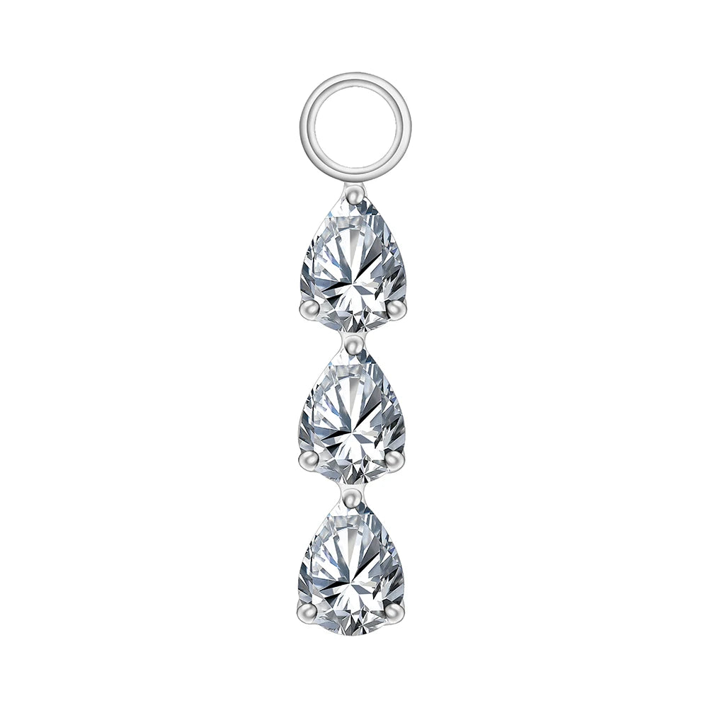 Right Grand ASTM F136 Titanium Pear Drop Charm for Huggie Hoop Earring Dangle Teardrop CZ Pendant for Helix Earlobe Piercing