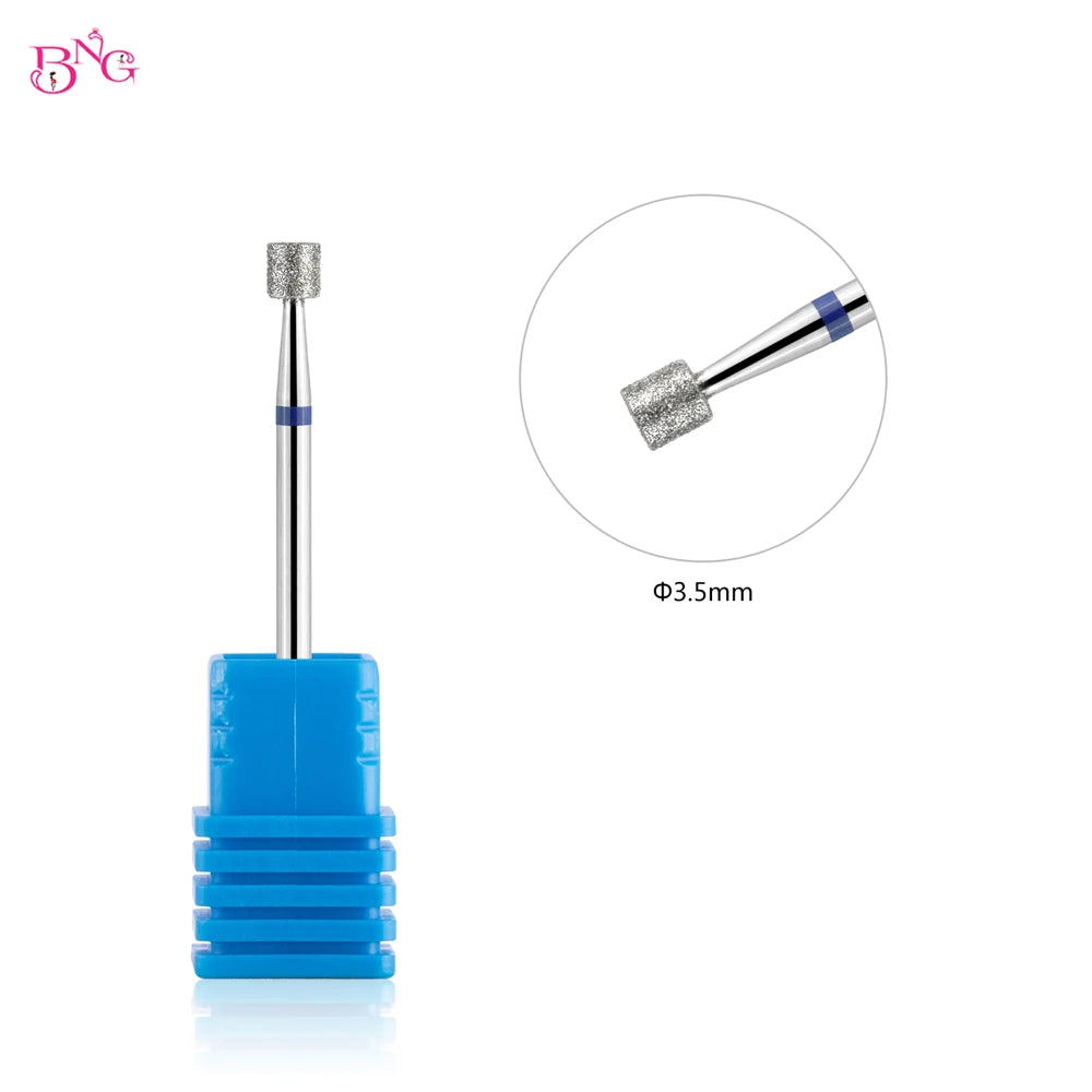 BNG Russian Diamond Manicure Cutters Barrel Nail Drill Bits 3/32" Rotary Burr Cuticle Burr Electric Drills Accessories Tools